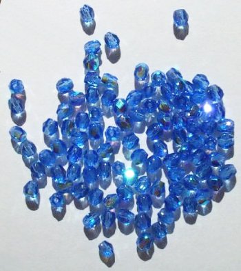 100 4mm Faceted Sapphire AB Firepolish Beads