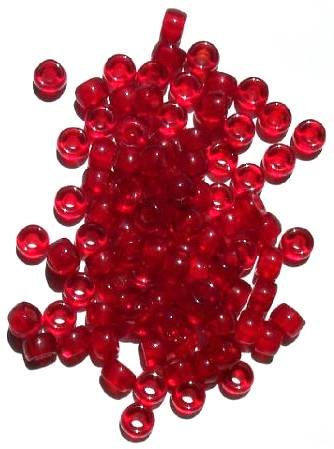 100 4x6mm Crow Beads Transparent Red