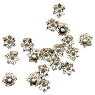 20 4x7mm Antique Silver Star with Dot Bead Caps