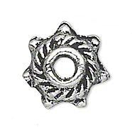 50 2x5mm Antique Silver Star with Braid Bead Caps