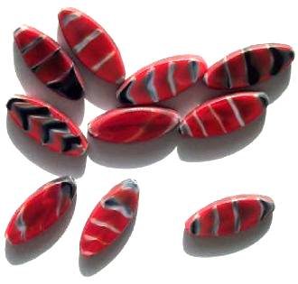 10 20x8mm Flat Oval Red Tortoise