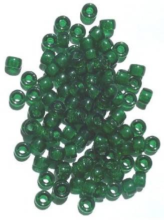 100 4x6mm Crow Beads Transparent Dark Green