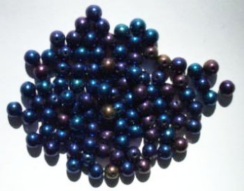 50 6mm Round Metallic Navy Iris Glass Beads