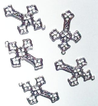 5 26x19mm Silver Filigrae Cross