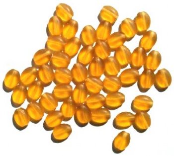 50 8x6mm Transparent Matte Topaz Flat Oval Glass Beads