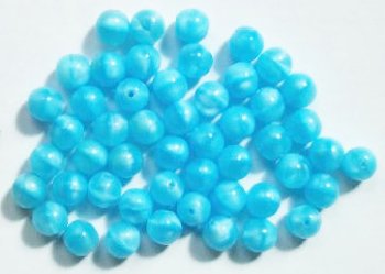 25 8mm Satin Aqua Round Glass Beads