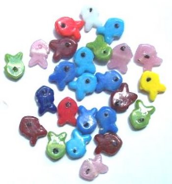 25 9x12mm Translucent and Opaque Fish Bead Mix