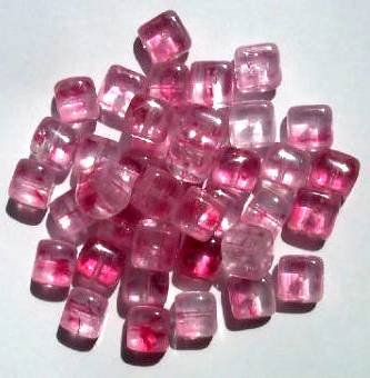 40 8x9mm Crystal Raspberry Pink Marble Cube Beads
