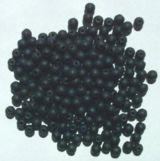 100 4mm Opaque Matte Black Round Glass Beads