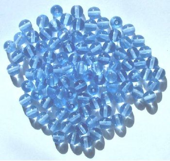 50 6mm Transparent Light Sapphire Round Glass Beads
