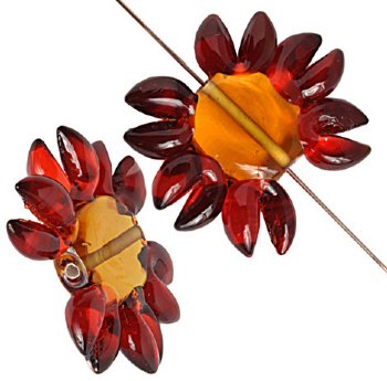 1 27x33mm Orange Sunflower with Red/Bronze