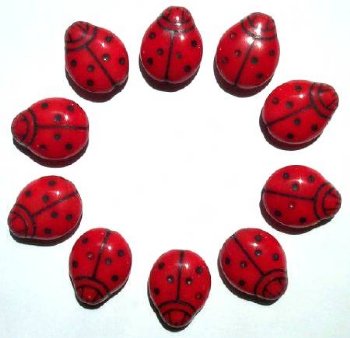 10 20mm Large Opaque Red Ladybug Beads