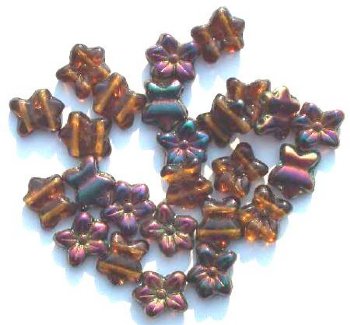 25 12x14mm Medium Topaz Vitrail Two Hole Flowers