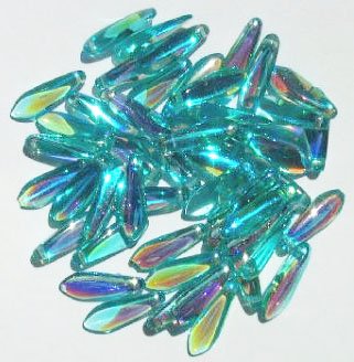 50 5x16mm Transparent Blue Zircon AB Dagger Beads