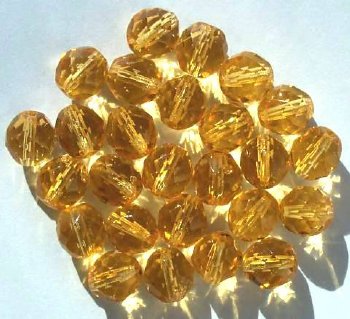 25 10mm Faceted Round Transparent Light Topaz Firepolish Beads