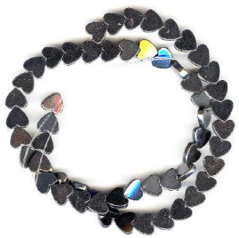 16 inch strand of 8mm Hematite Heart Beads