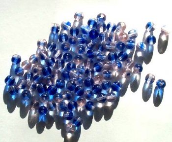 50 6mm Transparent Two Tone Blue & Pink Round Beads