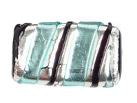 1 22x14 Teal Lampwork Rectangle with Stripe and Silver Foil