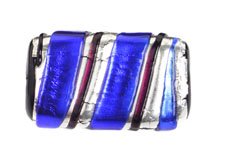 1 22x14 Blue Lampwork Rectangle with Stripe and Silver Foil