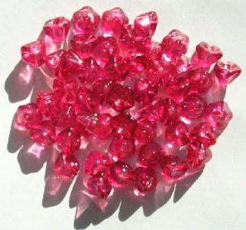 50 7mm Transparent Raspberry Pink Bell Flower Beads