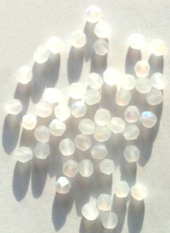 50 6mm Faceted Matte Crystal AB Firepolish Beads