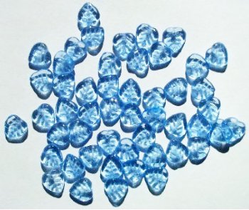 50 9mm Transparent Light Sapphire Leaf Beads