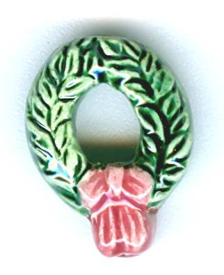1 14x10mm Ceramic Wreath Bead
