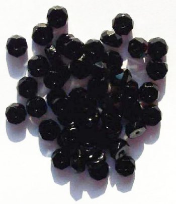 50 3x6mm Faceted Black Rondelle Beads