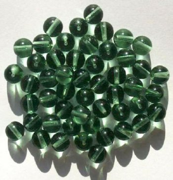 25 8mm Transparent Antique Green Round Glass Beads