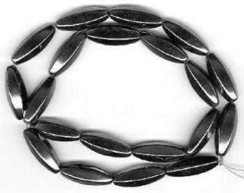 16 inch strand of 20x8mm Hematite 6-Sided Oval Beads