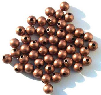 50 8mm Round Antique Copper Metal Beads