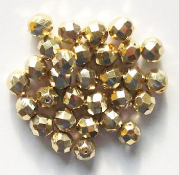 25 8mm Faceted Metallic Gold Beads