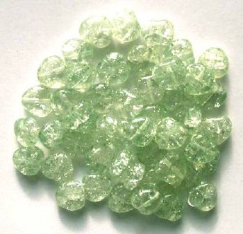 50 8mm Light Green Crackle Glass Heart Beads