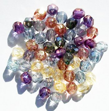 50 6mm Faceted Mixed Lustre Firepolish Beads