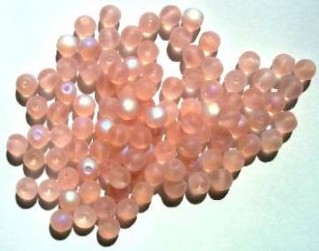 50 6mm Transparent Matte Rosaline AB Round Beads