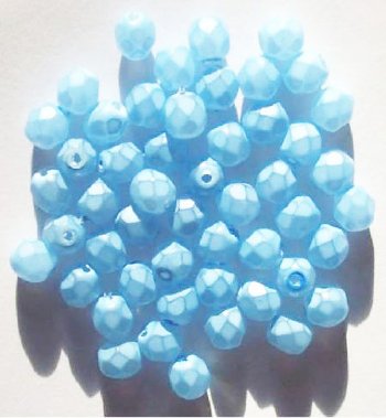 50 6mm Faceted Coated Matte Aqua Beads
