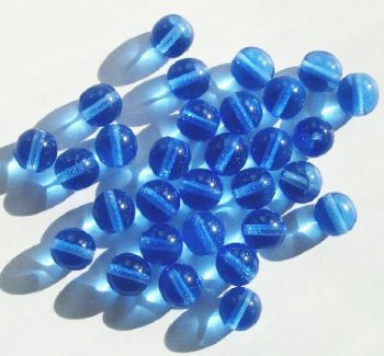 25 10mm Transparent Light Sapphire Round Glass Beads