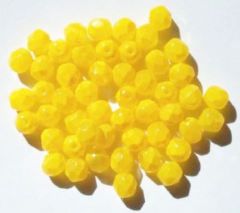 50 6mm Faceted Candy Coated Yellow Beads