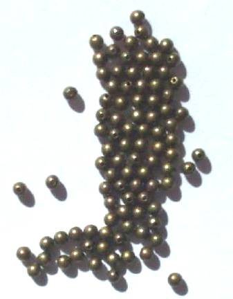 100 2mm Antique Gold Round Metal Beads