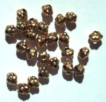 25 4.5mm Antique Brass Bali Style Spacer Beads