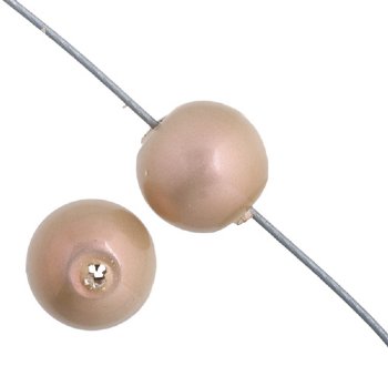 16 inch strand of 8mm Round Rainbow Beige Lustre Glass Pearl Beads