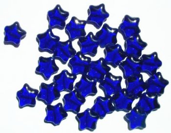 25 12mm Transparent Cobalt Star Beads