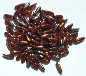 100 3x11mm Metallic Copper Iris Dagger Beads