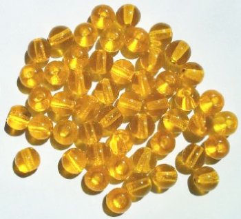 25 8mm Round Transparent Dark Yellow Glass Beads