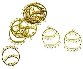 5 Pairs of 35x33mm Round Chandelier Gold Earrings