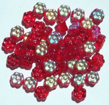50 8mm Transparent Red AB Flower Beads