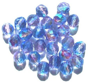 25 10mm Faceted Crystal Pink Sapphire AB Beads