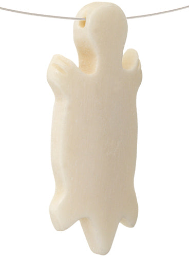 1 30x19mm White Carved Turtle Worked on Bone Pendant