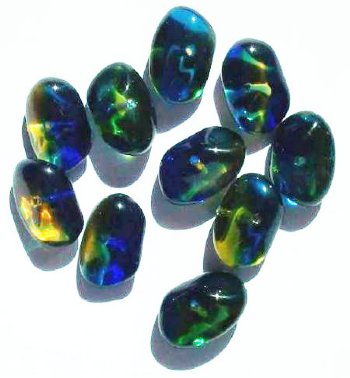 10 18x12x9mm Blue, Green & Topaz Potato Nugget Beads