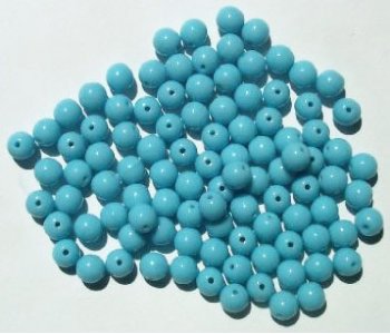 50 6mm Round Opaque Light Blue Glass Beads